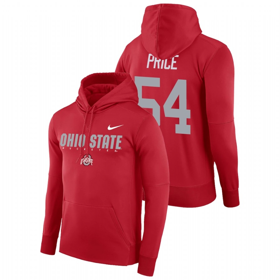 Ohio State Buckeyes Men's NCAA Billy Price #54 Scarlet Facility Performance Pullover College Football Hoodie OXP4249VU
